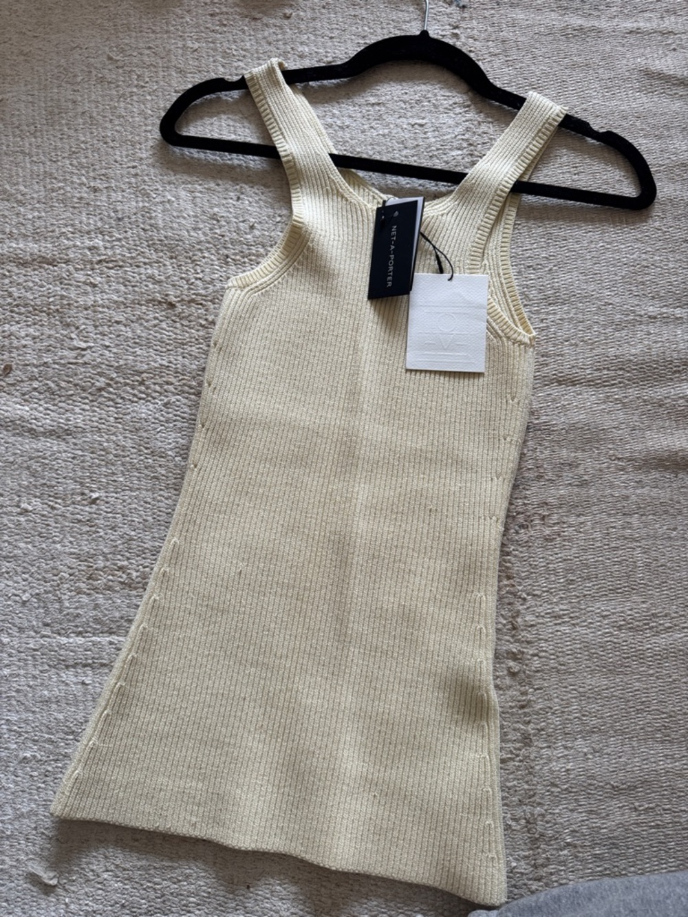 TOTEME cream/ yellow Ribbed Knit Tank